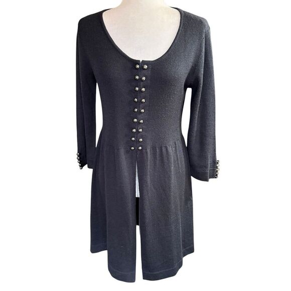 Soft Surroundings Medium Black Wool Blend Duster Cardigan 3/4 Sleeve - Picture 1 of 10